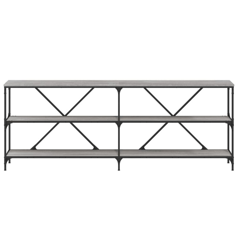Borough Wharf Console Table Engineered Wood And Iron, Grey Sonoma, 75cm H x 200cm W x 30cm D