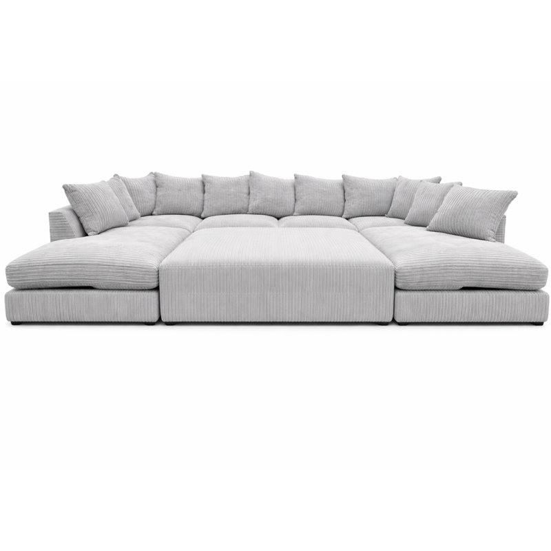 7 Seater Corduroy Sofa Bed, Silver