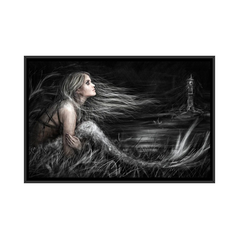 «Mermaid at Midnight» par Justin Gedak - impression sur toile tendue, H 40 po x l 60 po x P 1,5 po, Toile avec cadre noir