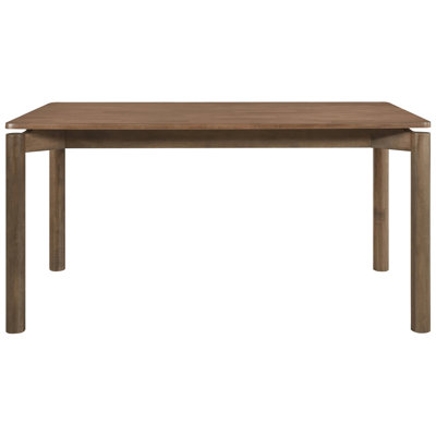 Mid - Century Modern 59 Inch Rectangular Natural Walnut Dining Table For Small Gatherings, Featuring Rounded Edges And Laminated Veneer Modern, Inch,