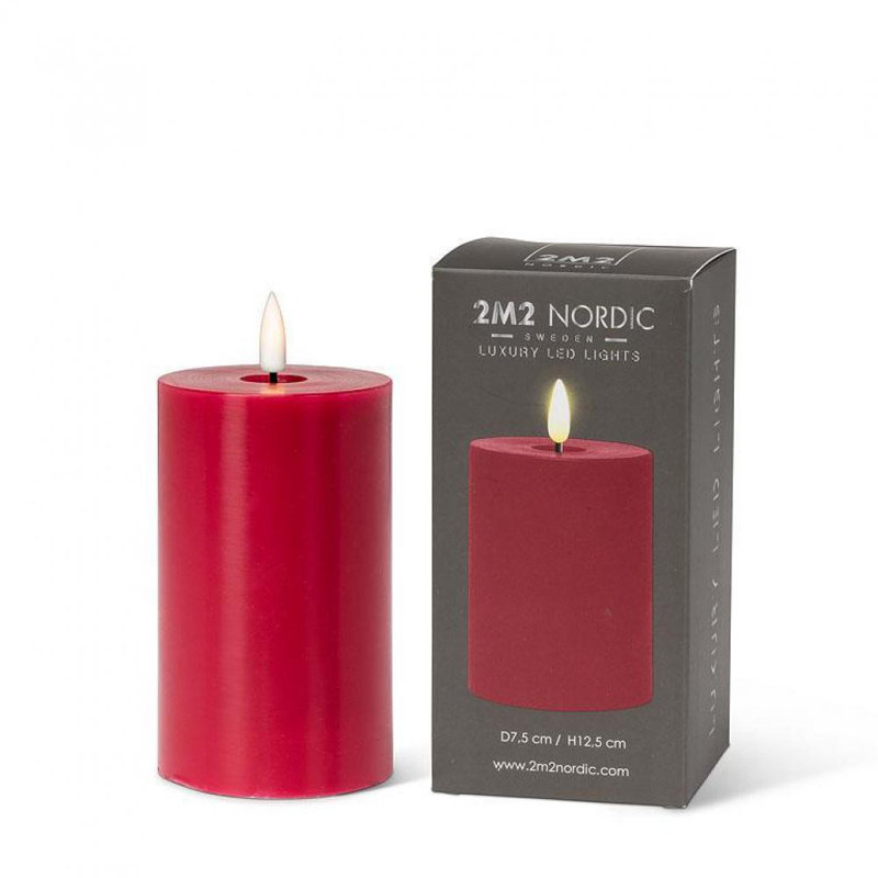 Bougie sans flamme et sans parfum, H 5 po x l 3 po x P 3 po, Rouge, 1