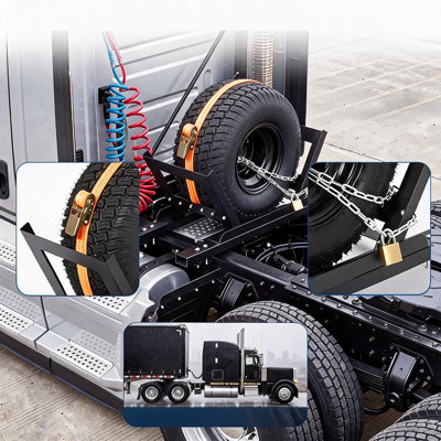 Porte-roue de secours semi-camion