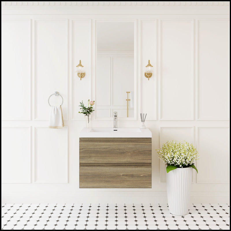 Meuble-lavabo flottant de 30 pouces avec lavabo, rangement mural moderne pour les salles de bain bien rangées et organisées