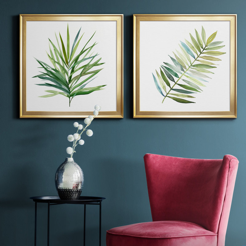 Impression sur toile, "Palm Frond I" 2 pièces, H 26,5 po x l 53 po x P 1,5 po, Or