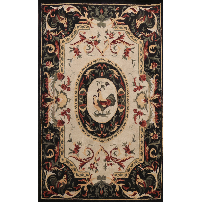 Tapis oriental en laine touffeté à la main beige / noir Léa
