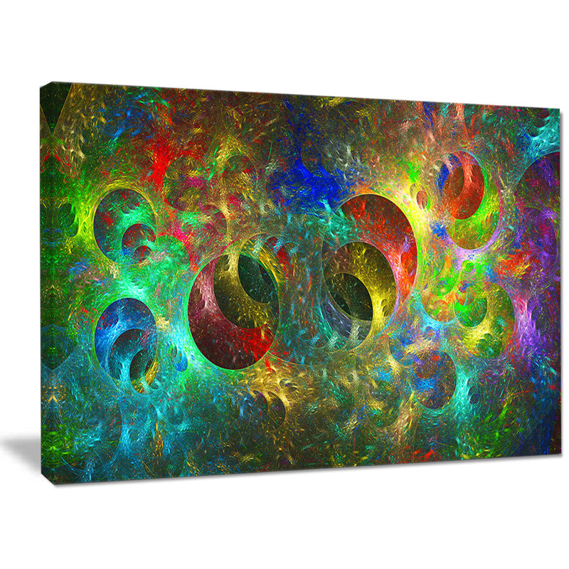 « multi-multicolore circles », impression sur toile tendue, H 30 po x l 40 po x p 1 po