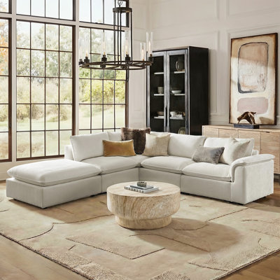  Cioffi Fabiana 114"W Oversized L Shaped 5 Piece Down Blend Modular Cloud Sectional Sofa with Removable Cushion Cover