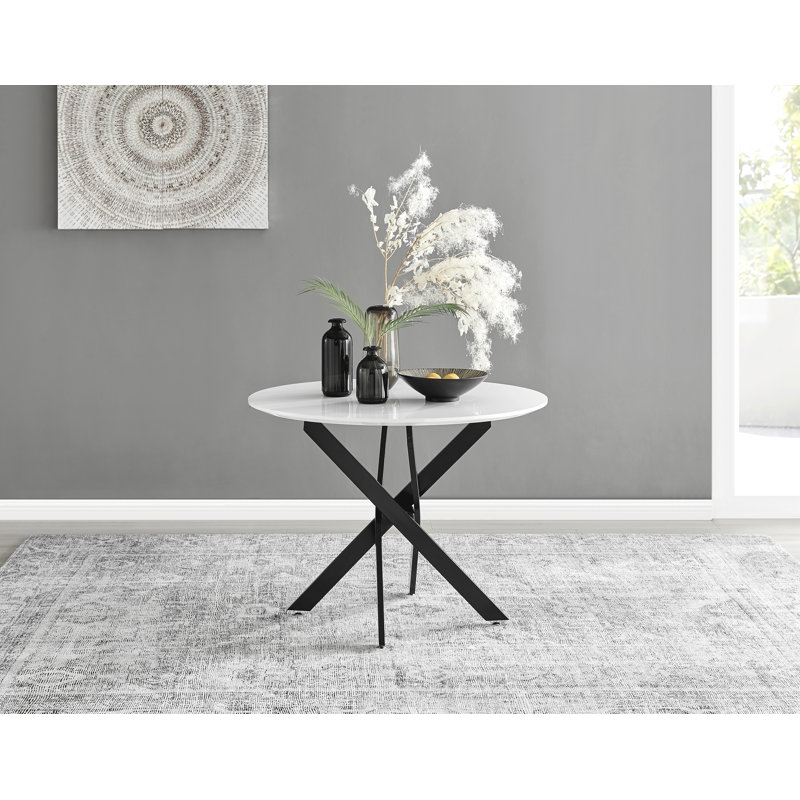 Eubanks 4 - Person Dining Set, Grey/Black, White/Black