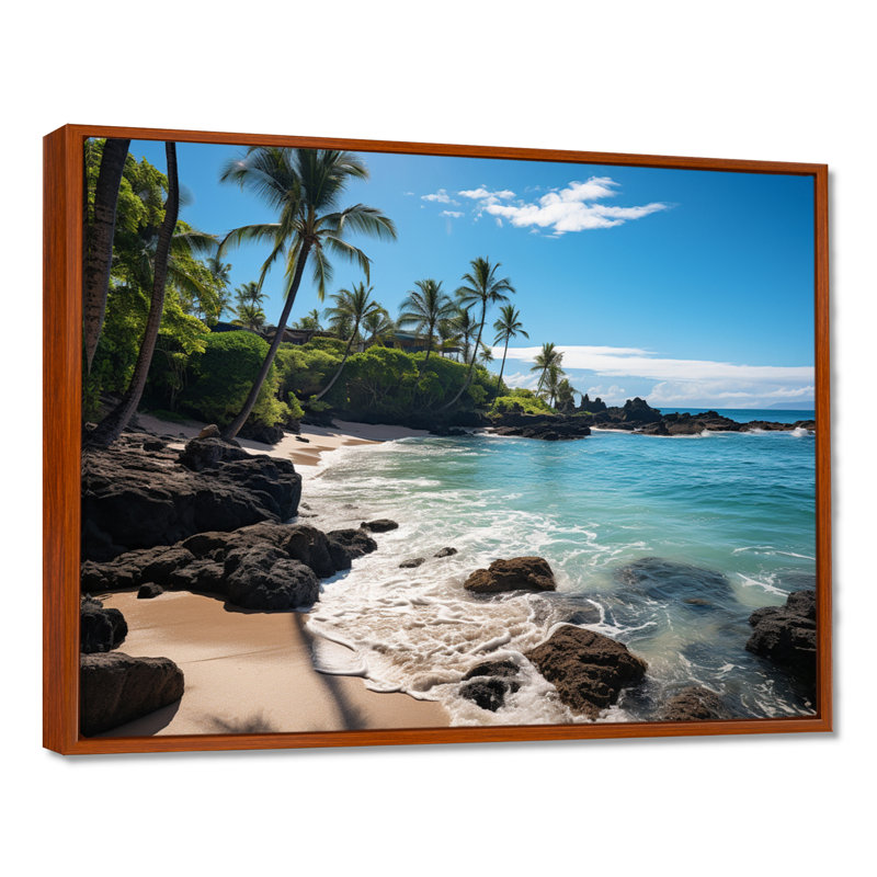Maui Tropical Dreamscape II - Maui, impression sur toile encadrée, H 16 po x l 32 po x P 1 po, Cadre flottant brun