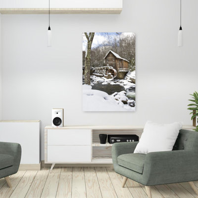 Watermill In A Forest In Winter, Glade Creek Grist Mill, Babcock State Park, Fayette County, West Virginia, Usa Abstract Contemporary Forest Landsc...
