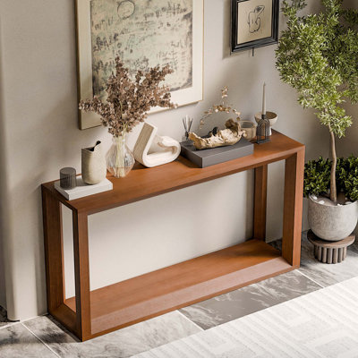 Console rectangulaire en placage de bois massif de 60 pouces avec beaucoup de rangement pour l'entrée et le salon