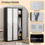 Armoire de rangement en acier de 72 po de hauteur avec serrure, tablettes réglables et tringle de suspension, organisateur en métal robuste pour bureau, école, gymnase, garage, entrepôt, ventilé et résistant à la rouille, gris clair et noir