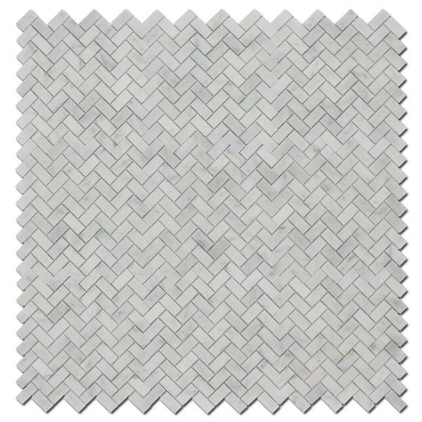 1x2 IMPERIAL WHITE HERRINGBONE HONED