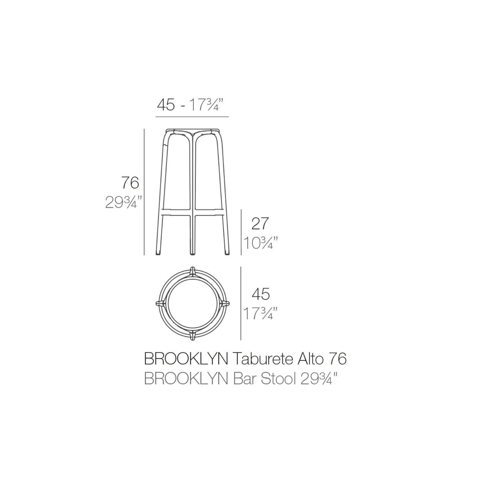 Brooklyn Bar Stool (Indoor/Outdoor), Black, Bar Stool (29.75'' Seat Height)