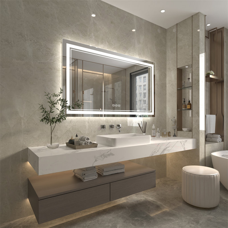 Wall Mount Anti-Fog Oversized Frameless Lighted Bathroom Mirror/ LED Bathroom Mirror, 36" x 60", Rectangle