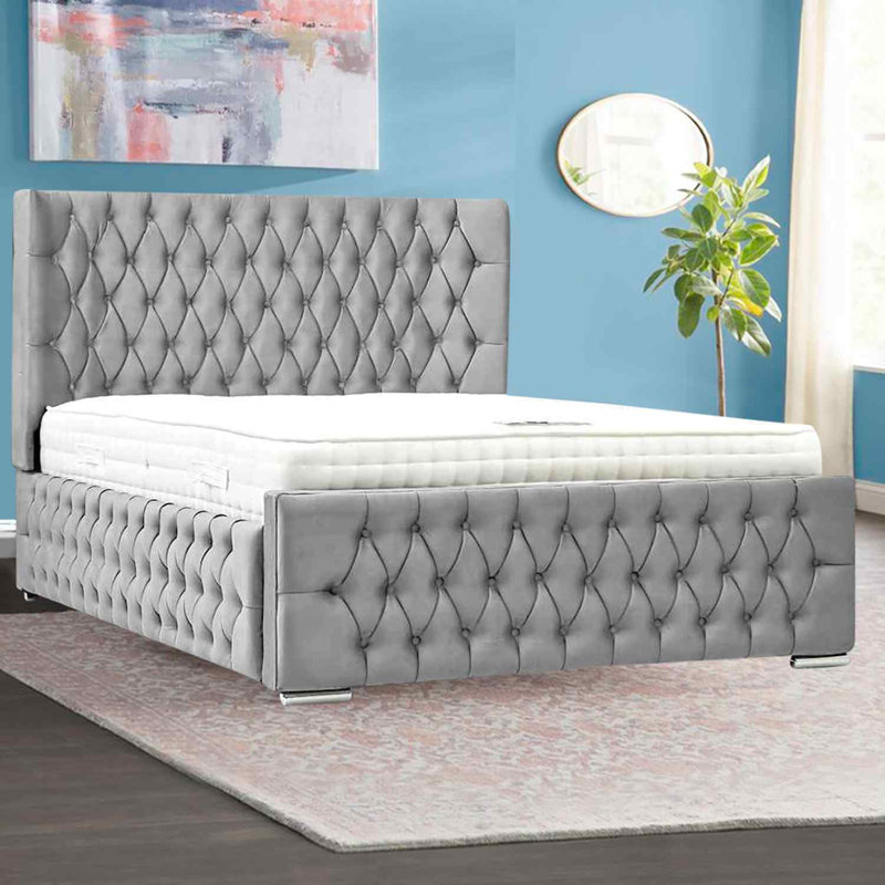 Upholstered Bed, Double (4'6), Silver