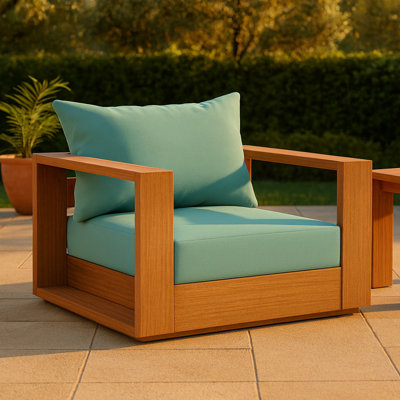 Chaise de patio en teck avec coussins Tulum