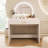 39" Makeup Vanity Table In White For Bedroom. Equipped With Touch Screen Lighted Mirror & Drawer. Curved Edges And Style. Ample Storage Options. Convenient. 20 Installation