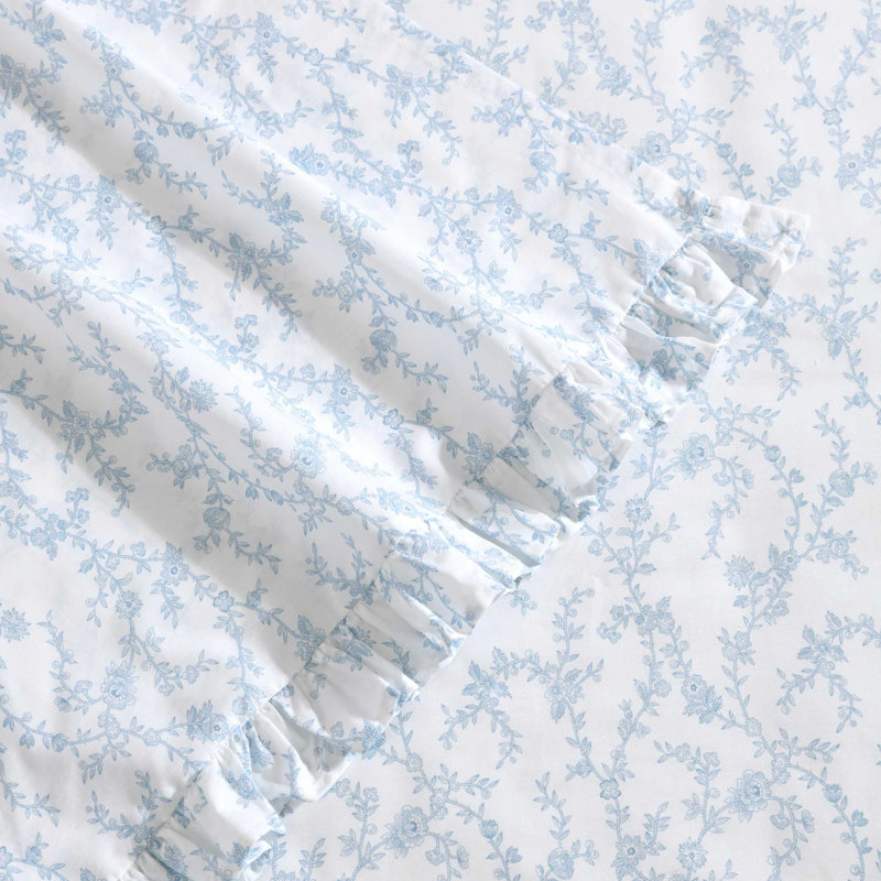 Ensemble de taie d'oreiller en coton percale 2 pièces Laura Ashley, Standard, Bleu Victoria