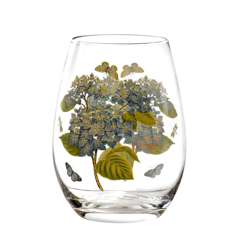 Colorful Floral Botanic Garden Stemless Wine Glass Set of 4