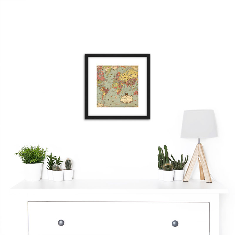 Map 1931 Mercator World Pictorial by Ernest Dudley Chase - Single Picture Frame Painting