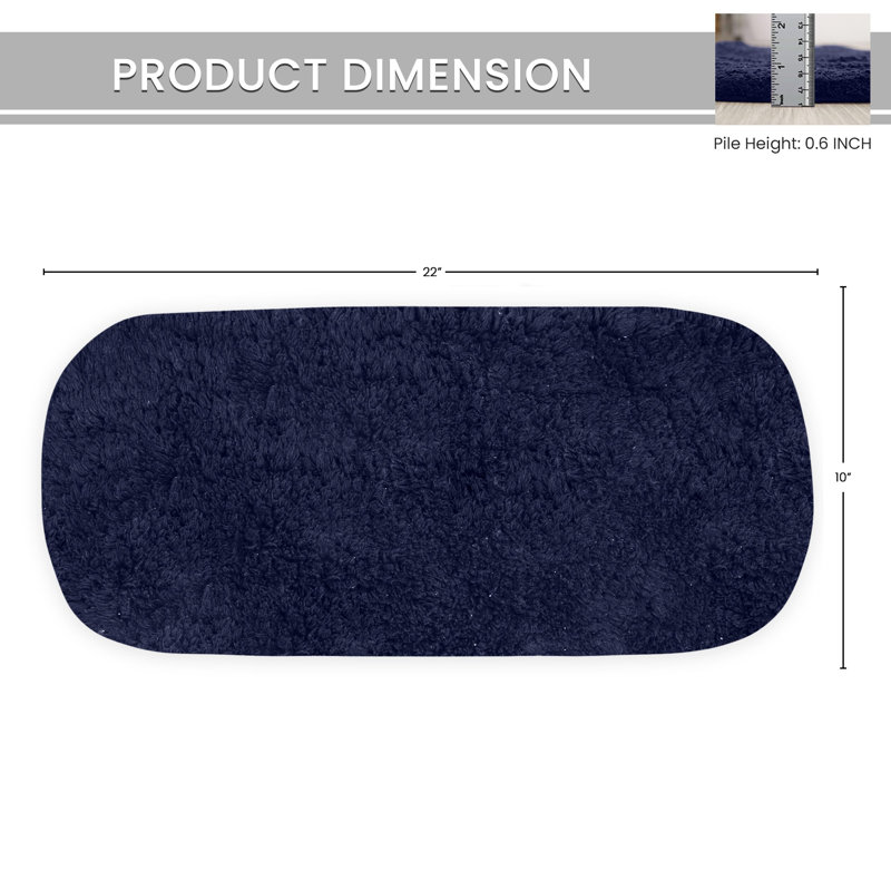 Tapis pour salle de bain Dobrinka, Marine, 10 po x 22 po (couvercle de réservoir)