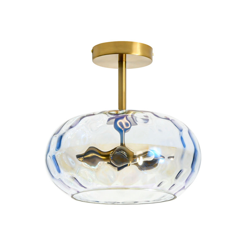 Plafonnier semi-encastré en verre à 3 lumières pour couloir Moncia, 3, 40 W, H 7 po x l 14,2 po x P 14,2 po