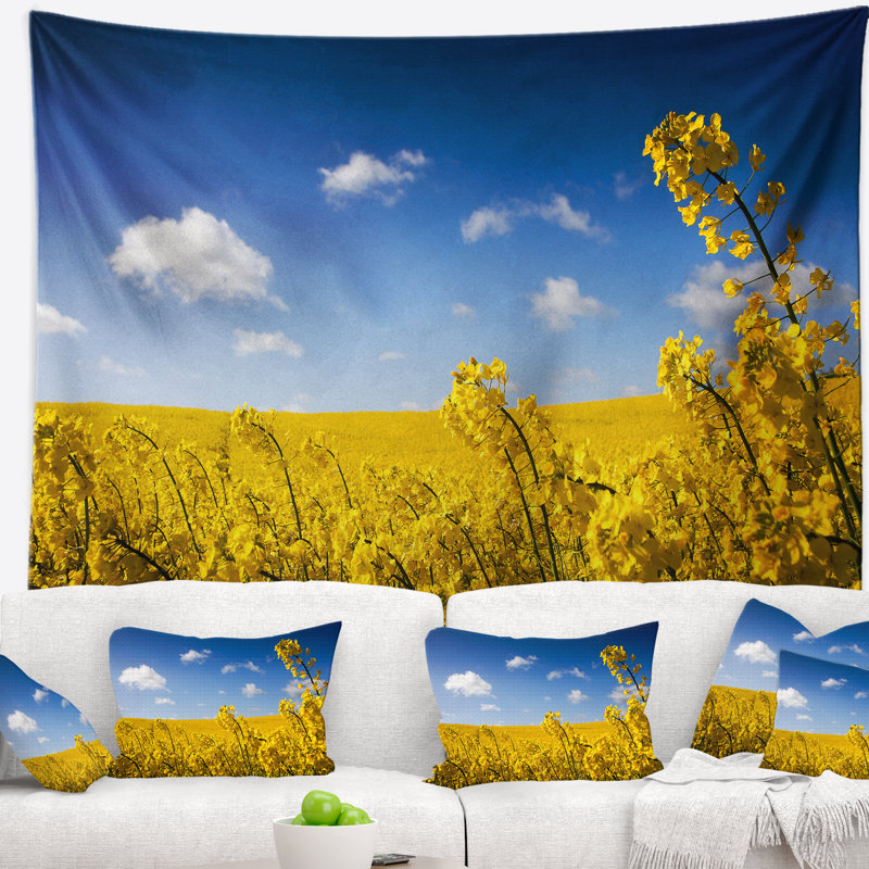 Tapisserie paysage paysage de canola jaune, H 32 po x l 39 po