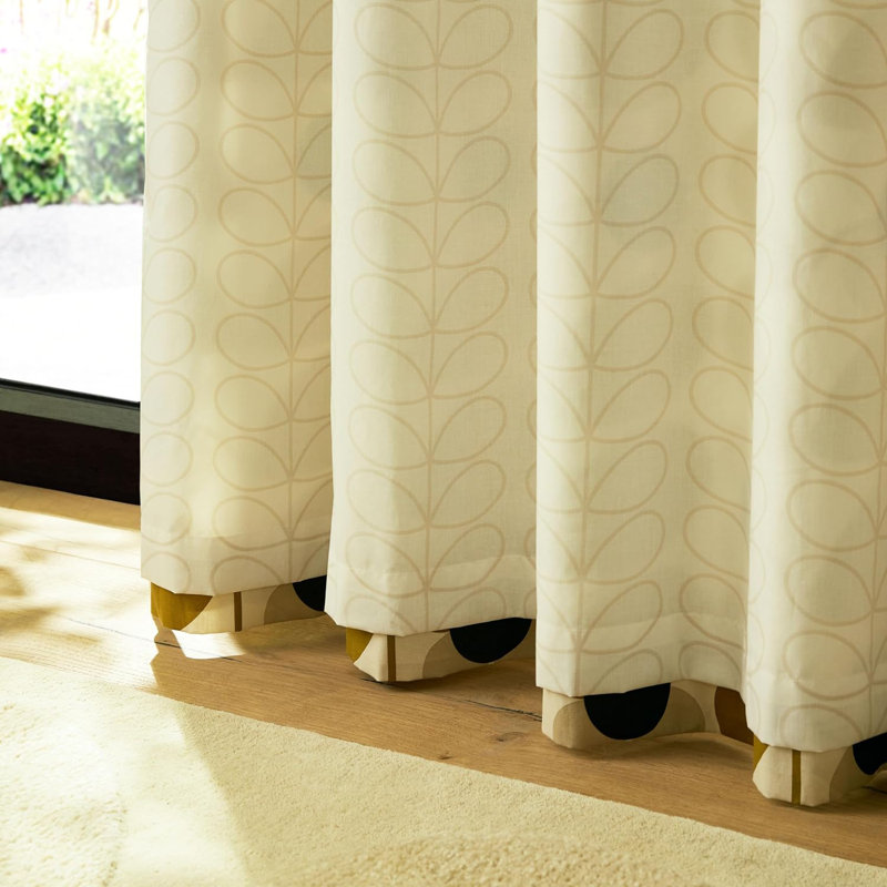 Orla Kiely Stem Bloom Antique Gold Curtains, 168cm Width x 229cm Drop