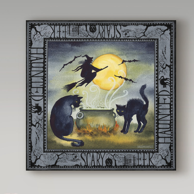 « haunting halloween night iii », reproduction d’impression sur toile tendue, H 18 po x l 18 po x P 2 po