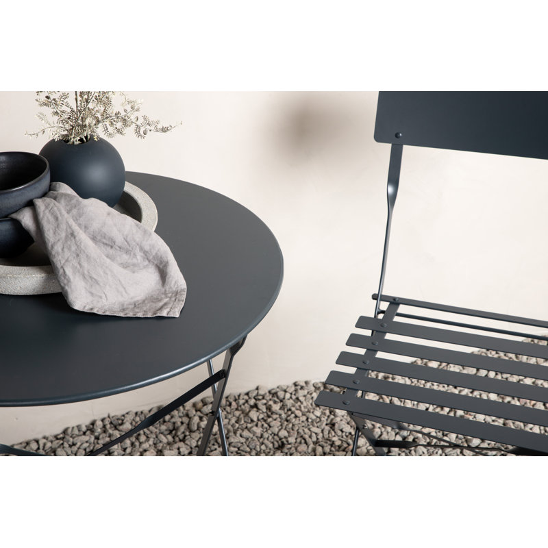 Fabriane 2 - Person Patio Dining Set with Round Table, Black