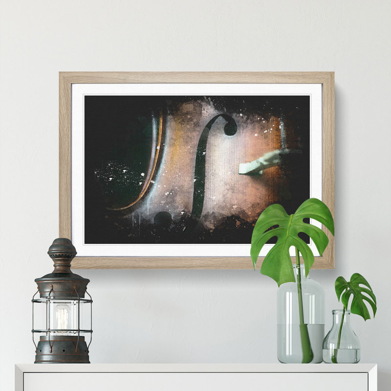 Curves of the Cello - Framed Print, 24cm H x 33cm W x 2cm D, Oak Framed