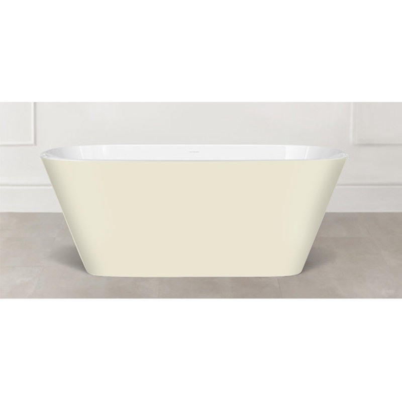 Painted Vetralla 58-3/4" X 29-2/8" Freestanding Soaking Bathtub In Volcanic Limestone With No Overflow Hole