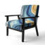 Fauteuil rembourré moderne Bold Blue Brush Strokes III