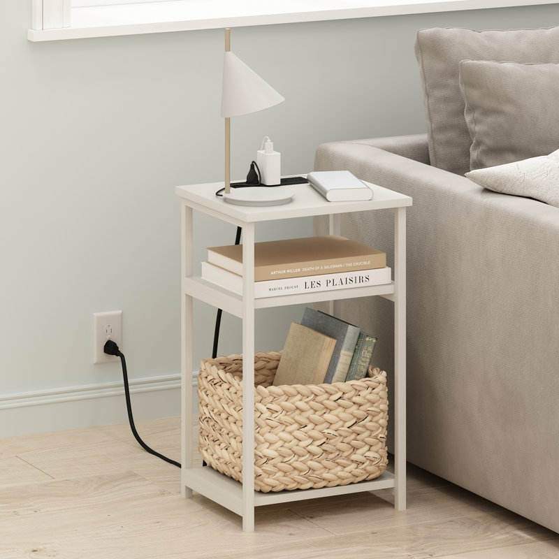 Kandiah End Table, White, White