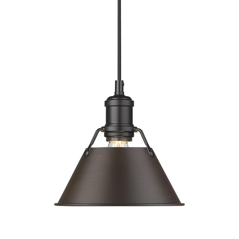 Luminaire suspendu conique à 1 lumière Weatherford, Bronze huilé, Noir mat, H 129 po x l 7,5 po x P 7,5 po