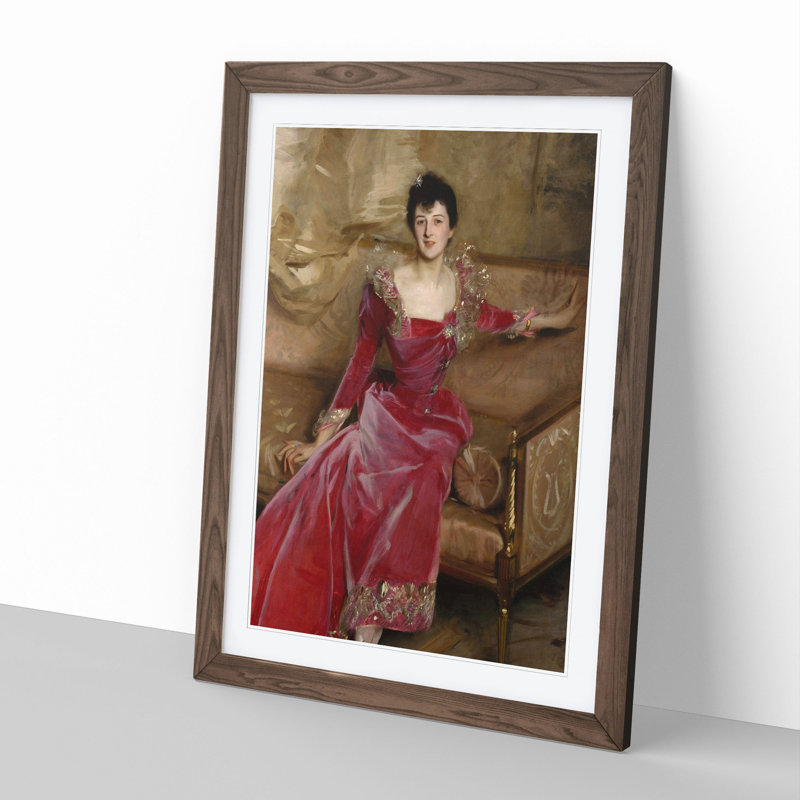 Mrs. Hugh Hammersley by John Singer Sargent - Picture Frame Painting, 36cm H x 27cm W x 2cm D, Walnut Framed