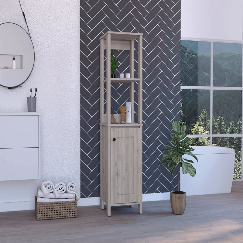 Armoire décorative 1 porte Fin, Gris clair