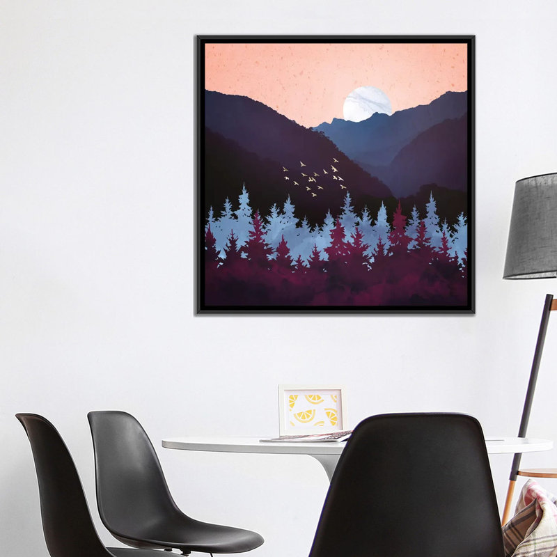 Mulberry Dusk - impression d'art graphique, Toile avec cadre noir, Aucun mat, H 37 po x l 37 po x P 1,5 po
