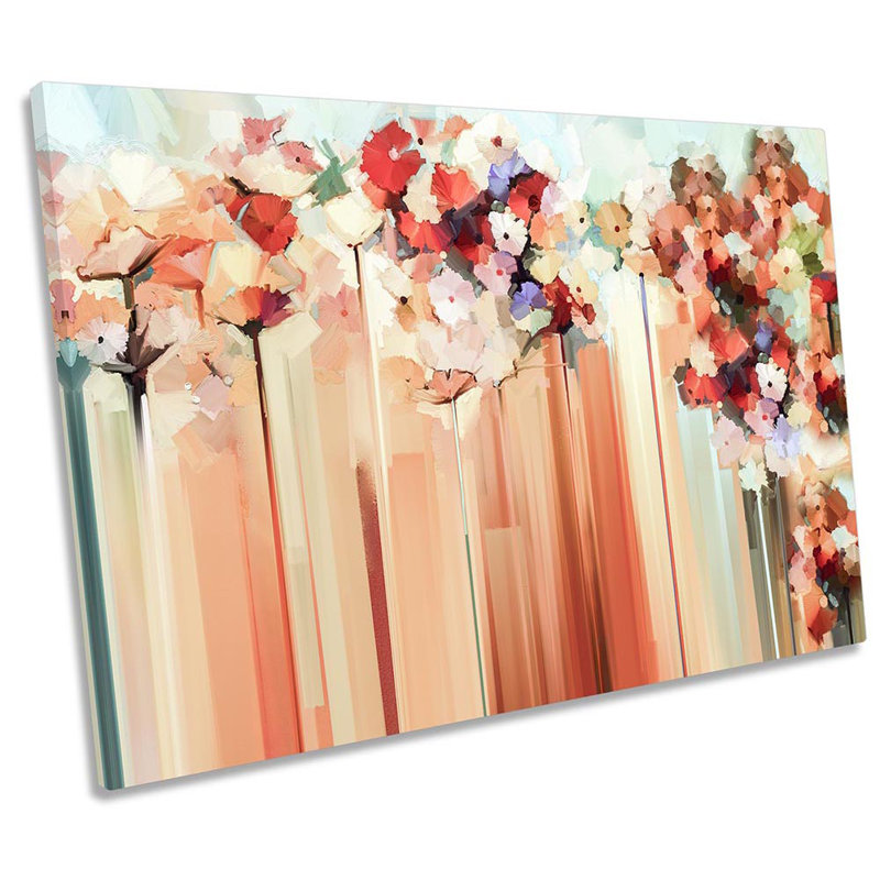 Pink Floral Flowers Abstract - Wrapped Canvas Print, 30.5cm H x 45.7cm W x 2cm D
