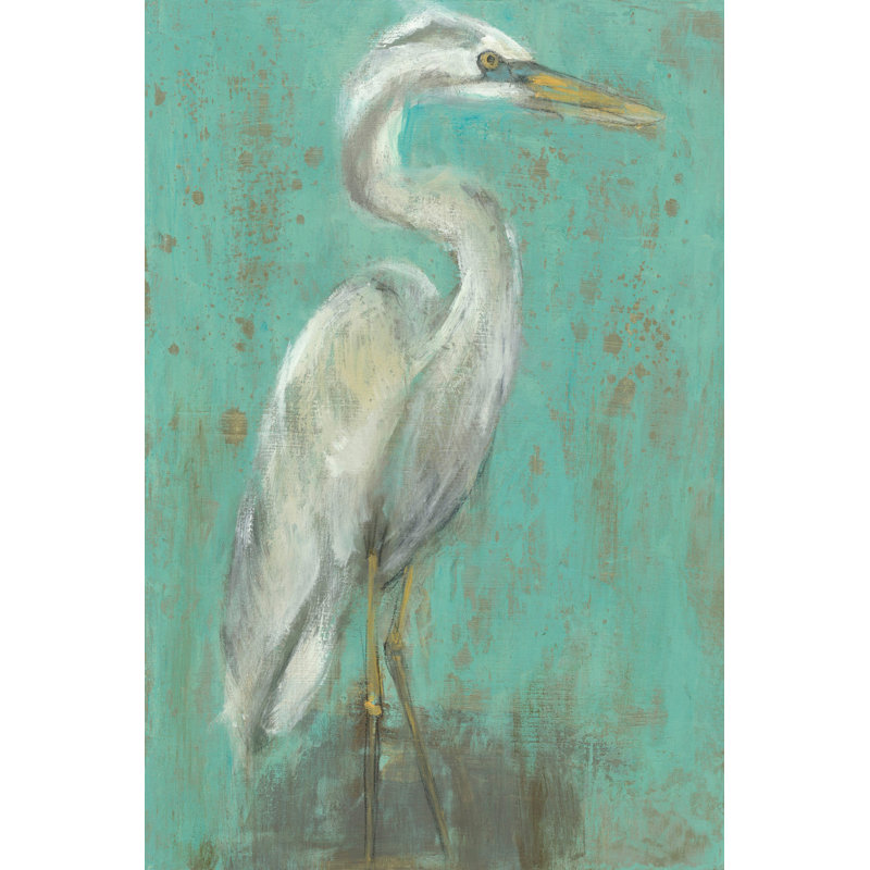 Seaspray Heron Turquoise and White Canvas Wall Art