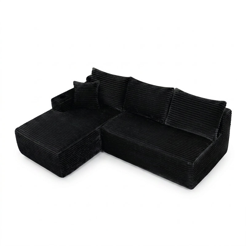 Canapé modulaire en L 95,6 po, Noir