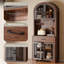  Garde-manger arqué 75 po, station de charge, DEL, porte vitrée, tiroir, tablettes réglables, bar à café pour la cuisine, la salle à manger, le salon, noyer