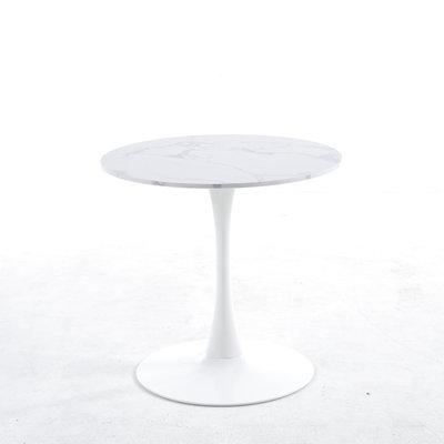 Table avec plateau en marbre blanc et pieds en métal - Stable, facile à assembler, facile à nettoyer