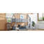 Lit superposé simple au-dessus d'une chambre simple avec tête de lit, pied de lit et garde-corps, échelle, lit superposé en bois d'hévéa avec garde-corps de sécurité, gris