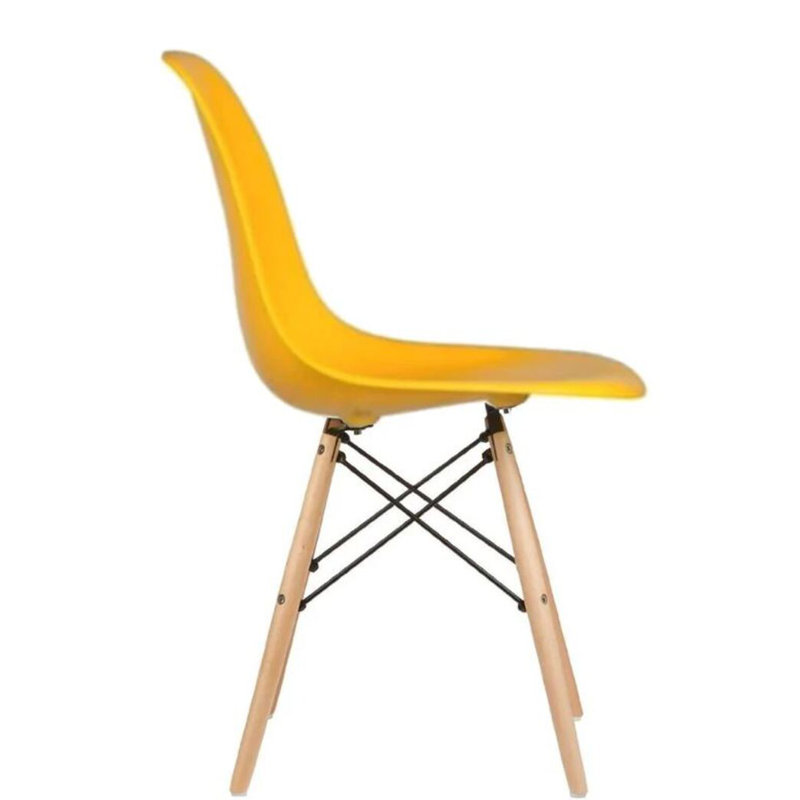 Chaise Hrileena Leffie avec pieds naturels, Jaune, Naturel