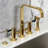 Kingston Brass Kaiser Two-Handle 4-Hole Deck Mount Bridge Kitchen Faucet with Brass Side Sprayer-101180773