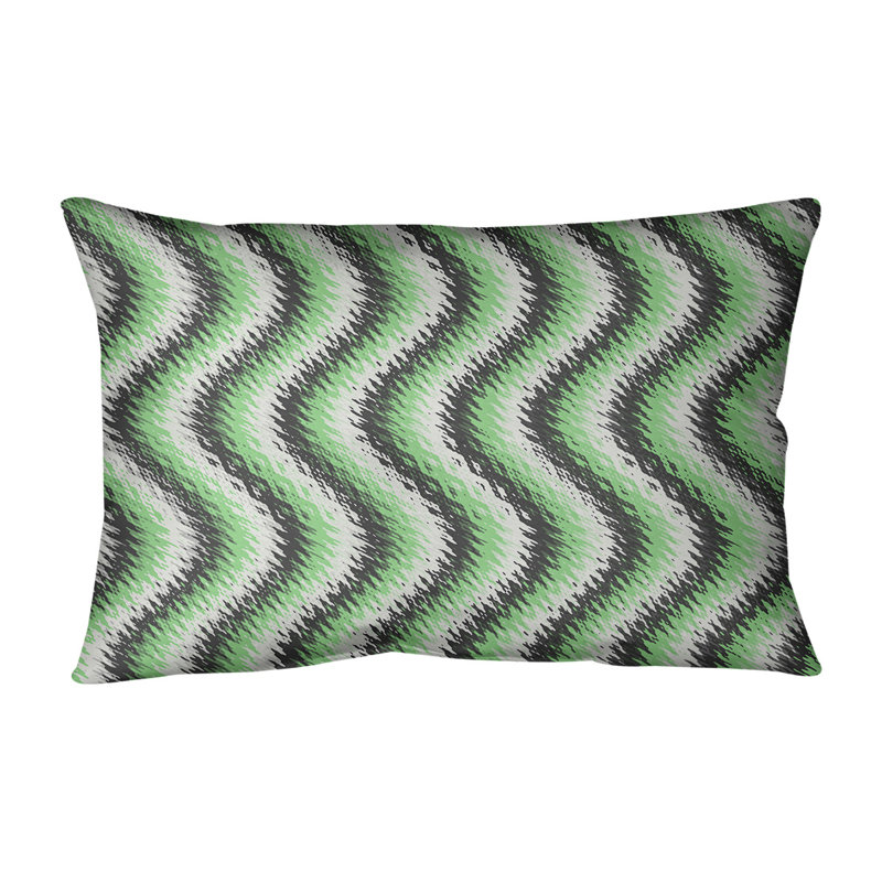 Coussin lombaire rayé intérieur / extérieur Katelyn Elizabeth, Noir/vert