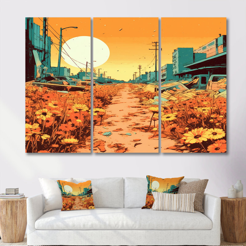 Ensemble de salon Gribble - City Buildings Wall Art, Toile tendue, H 40 po x l 60 po x P 1 po