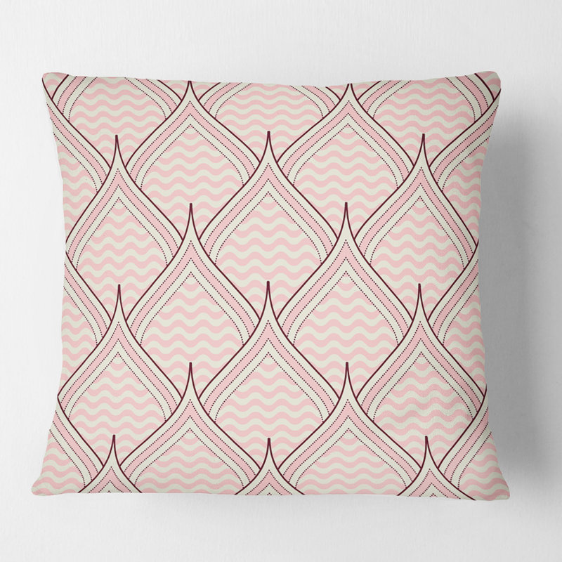 Ornement rétro avec éléments décoratifs - Coussin Mid-Century, 16 po x 1 po, Carré